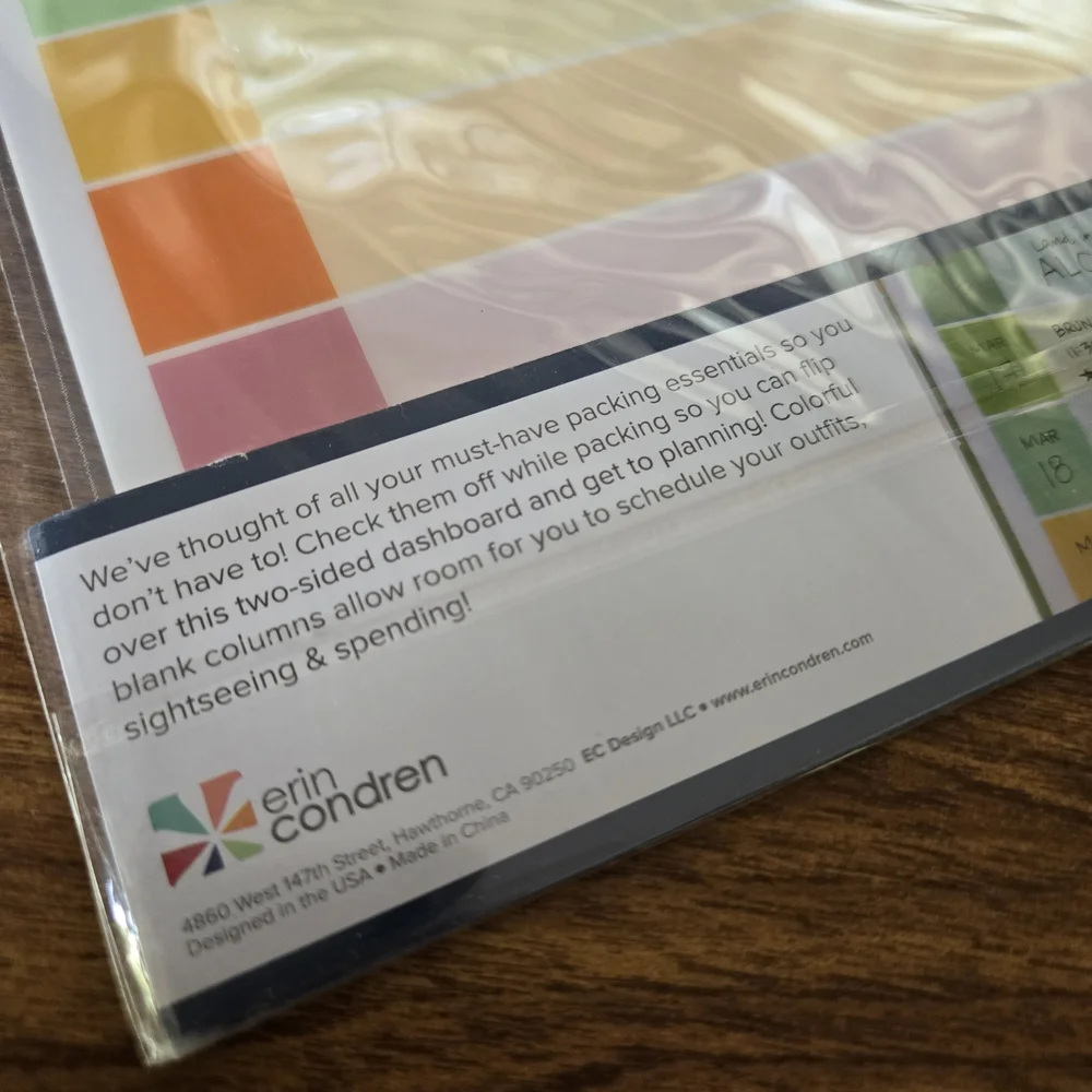 Erin Condren Travel Dashboard - Multicolor